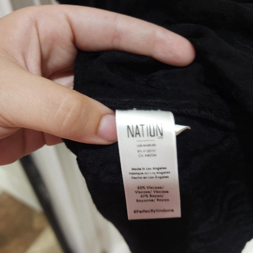 Nation Ltd Womens Dress Liza Black Leopard Animal Trapeze Mini Tiered Ruffle M - Picture 9 of 13